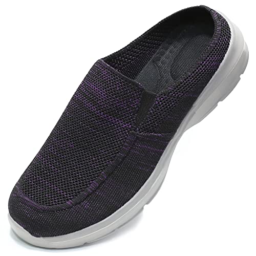 INMINPIN Unisex Hausschuhe Leichte Atmungsaktive Pantoffeln Slip On Walking Freizeit Schuhe für Damen Herren, Schwarz Violett, 37 EU von INMINPIN