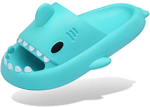 Unisex Hai Badelatschen Sommer Hausschuhe Badeschlappen rutschfeste Dusch Badeschuhe Strand Sandalen Damen Herren Cloud Shark Slides Slippers, Digital Aqua, 36/37 EU von INMINPIN