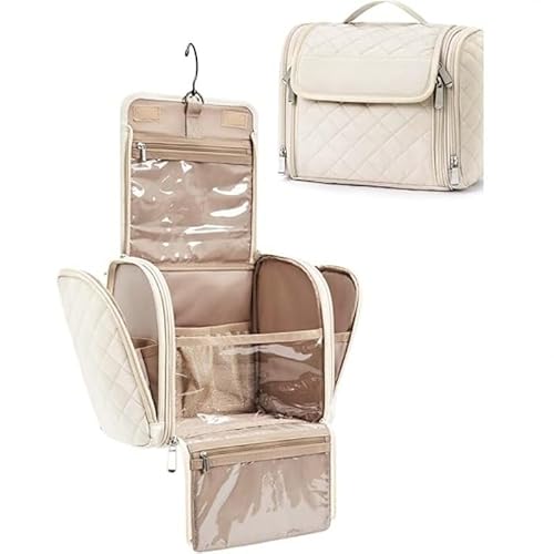 INMORVEN Kulturbeutel Kinder | Große Karo-Waschtasche 28x25x15cm | Hängbare Kulturtasche für Mädchen & Jungen ab 3 (Weiß) von INMORVEN