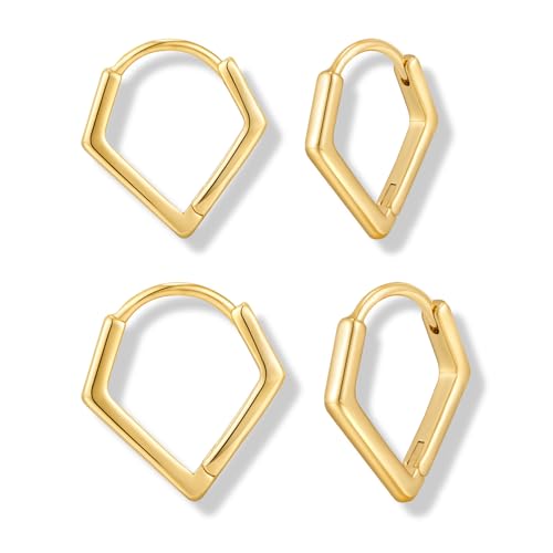 INNERDIVA 2 Paar Goldene Creolen für Damen Geometrisches Gold-Creolen-Set von INNERDIVA