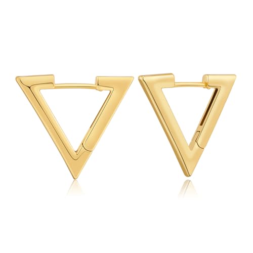 INNERDIVA Glänzende Goldene Dreieckige Huggie-Creolen für Damen Schlichte Geometrische Creolen in Gold von INNERDIVA