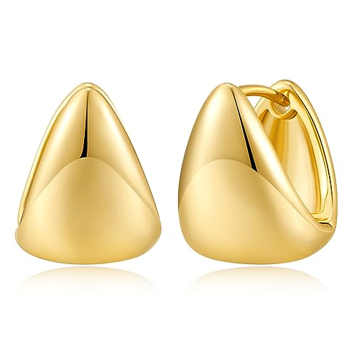 INNERDIVA Klobige Goldene Tropfen-Creolen für Frauen Breite Goldene Huggie-Ohrringe Zierliche Minimalistische Hypoallergene Ohrringe von INNERDIVA