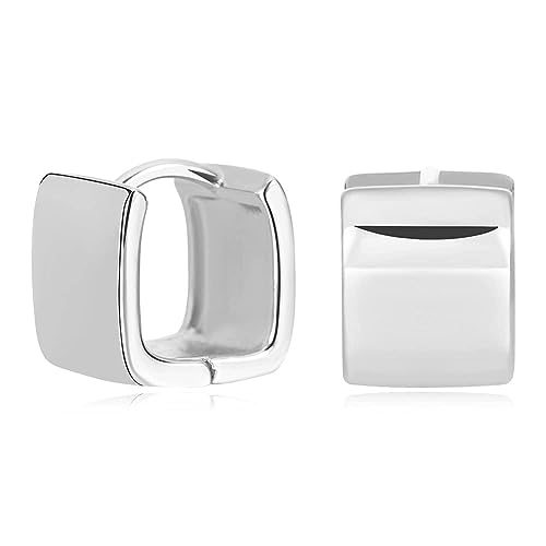 INNERDIVA Silber Creolen Kleine Quadratische Huggies-Reifen für Frauen Minimalistische Süße Ohrringe für Frauen Geschenk von INNERDIVA