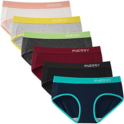 INNERSY Baumwoll Unterwäsche Damen Schlüpfer Frauen Hipster Pantys Set Sport Unterhose Mehrpack 6 (L, Sport Mehrfarbig) von INNERSY