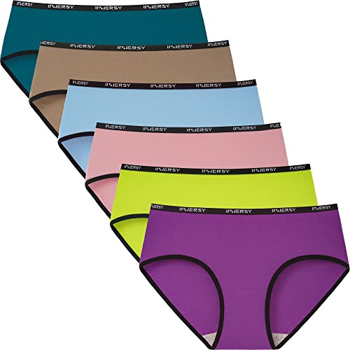 INNERSY Baumwoll Unterwäsche Damen Stretch Sport Unterhose Set Atmungsaktive Slips Mehrpack 6 (L, Sportliches Mehrfarben) von INNERSY