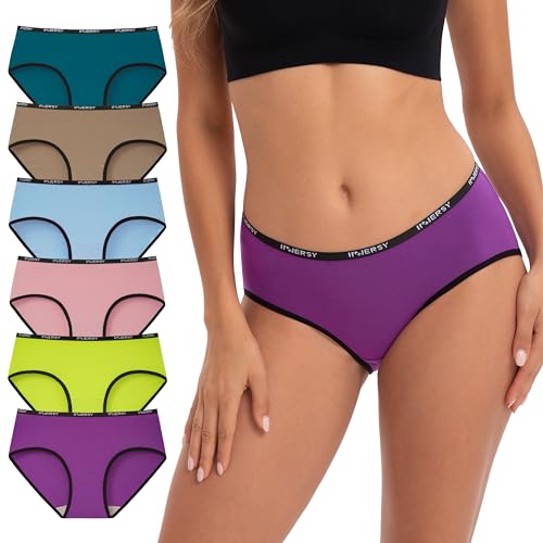 INNERSY Baumwoll Unterwäsche Damen Stretch Sport Unterhose Set Atmungsaktive Slips Mehrpack 6 (XS, Sportliches Mehrfarben) von INNERSY