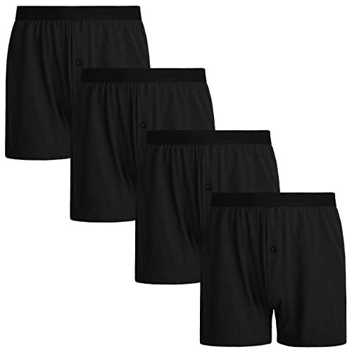 INNERSY Boxershorts Herren Baumwolle Atmungsaktive Unterwäsche Schwarz Unterhosen 4er Pack (S, 4 Schwarz) von INNERSY