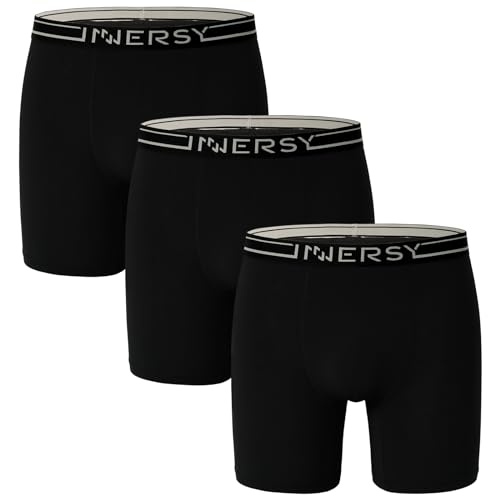 INNERSY Boxershorts Herren Schwarz Unterhosen Männer Lang Microfaser Sport Unterwäsche 3er Pack (XL, Sportlich Schwarz) von INNERSY