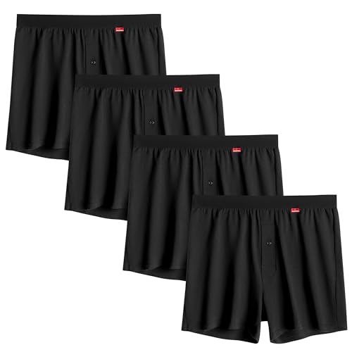 INNERSY Boxershorts Herren Schwarz Unterhosen Männer Weit Retroshorts Sport Unterwäsche 4er Pack (L, 4 Sport Schwarz) von INNERSY