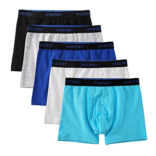 INNERSY Boxershorts Jungen Baumwolle Weiche Unterhosen Atmungsaktiv Pants Unterwäsche Mehrpack 5 (116-122, Klassisch Mehrfarbig) von INNERSY