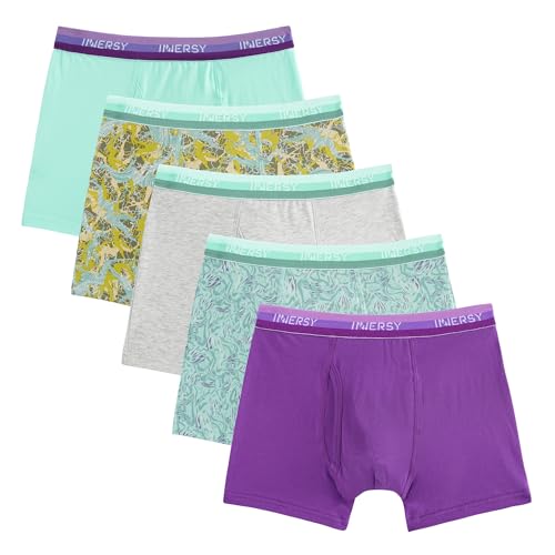 INNERSY Boxershorts für Jungen Weiche Baumwolle Unterhosen Jungs Sports Unterwäsche Mehrpack 5 (116-122, Frühling Mehrfarbig) von INNERSY