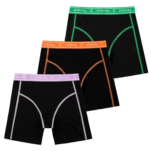 INNERSY Boxershortsn Mädchen Schwarz Unterhosen Baumwolle Schlüpfer Hipster Unterwäsche 3er Pack (10-12 Jahre, Sportliches Schwarz) von INNERSY