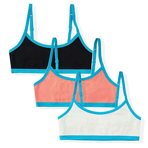 INNERSY Bustier Mädchen Baumwolle Sport BH Gepolstert Crop Top Unterwäsche Kinder 3er Pack (14-16 Jahre, Weiß/Schwarz/Rosa) von INNERSY