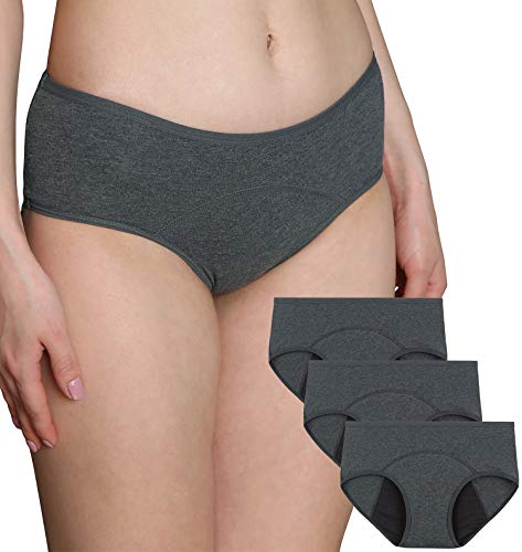 INNERSY Damen Menstruation Slip Kaiserschnitt Unterhose Perioden Unterwäsche 3er Pack (M, 3 Grau) von INNERSY