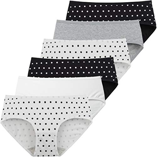 INNERSY Damen Slips Mehrpack Baumwolle Sexy Unterwäsche Schwarz Weiß 6er Pack (XS/36 EU, Mehrfarbig Punkt) von INNERSY