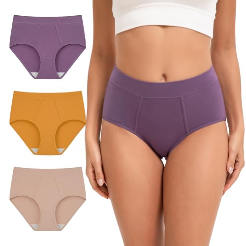 INNERSY Damen Slips Mehrpack Highwaist Unterhosen Frauen Baumwolle Taillenslip Pantys 3er Pack (M/40 EU, Herbst) von INNERSY