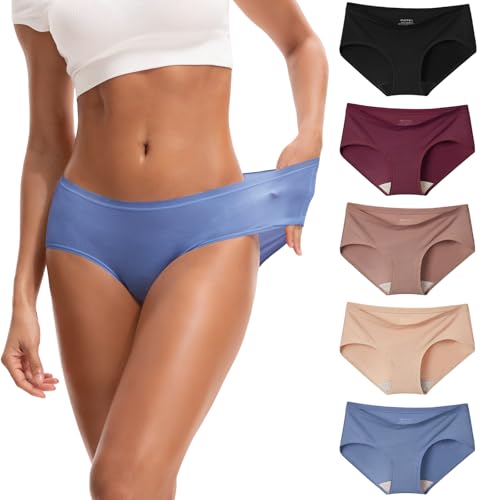 INNERSY Damen Slips Mehrpack Microfaser Unterhosen Hipster Mikro Modal Frauen Unterwäsche 5 Pack (L, Dunkel Mehrfarbig) von INNERSY