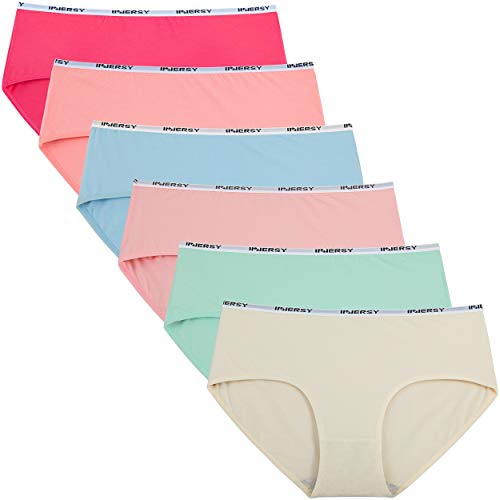 INNERSY Damen Unterhosen Baumwolle Hipster Unterwäsche Sport Rosa Pantys 6er Pack (XL, Brights) von INNERSY