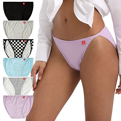 INNERSY Damen Unterhosen Baumwolle Bikini Slips Mehrpack Hoch Geschnitten Unterwäsche 6er Pack (M, Leichte Sommerfarben) von INNERSY