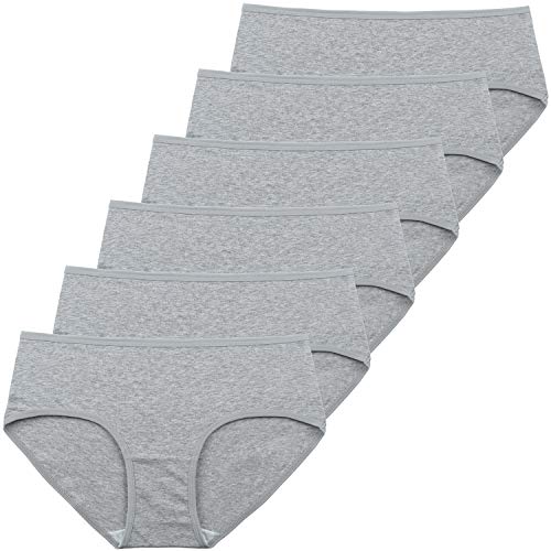 INNERSY Damen Unterhosen Baumwolle Elastisch Bequem Einfache Slips 6er Pack (XS/36 EU, Hellgrau) von INNERSY