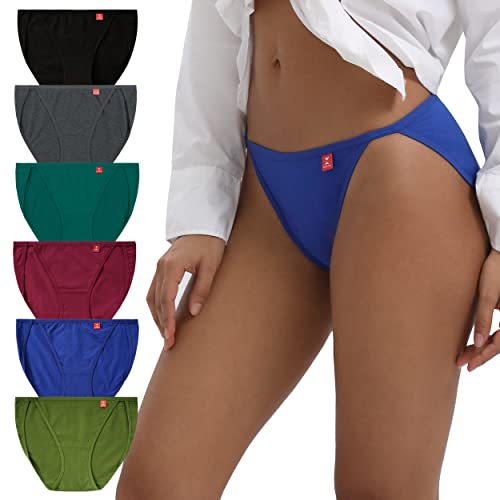 INNERSY Damen Unterhosen Baumwolle Hipster Unterwäsche Frauen Hoch Geschnitten Slips Mehrpack 6 (M, Dunkler Jahrgang) von INNERSY