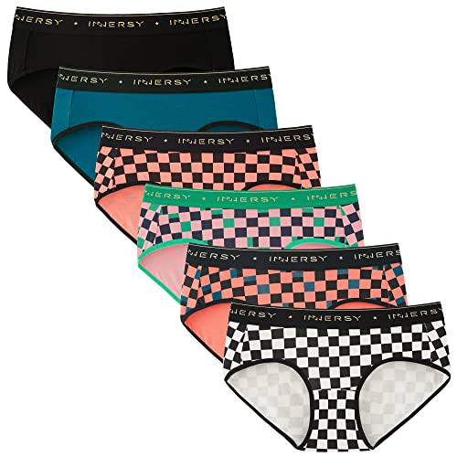 INNERSY Damen Unterhosen Baumwolle Hipster Unterwäsche Frauen Pantys Bunt Sport Slip Mehrpack 6 (L, Buntes Plaid) von INNERSY