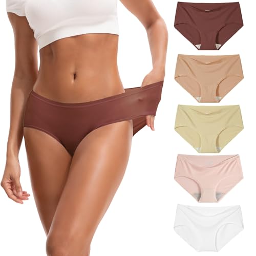 INNERSY Damen Unterhosen Microfaser Damenslips Leicht Hipster Pantys Mikrofaser Slip Mehrpack 5 (XS, Herbst Mehrfarbig) von INNERSY