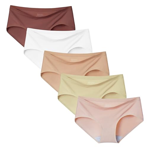 INNERSY Damen Unterhosen Microfaser Damenslips Leicht Hipster Pantys Mikrofaser Slip Mehrpack 5 (XXL, Herbst Mehrfarbig) von INNERSY