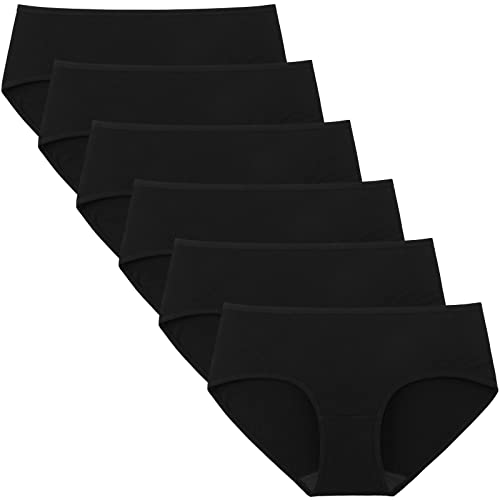 INNERSY Damen Unterwäsche Baumwolle Hipster Slip Regular & Plus Size 6er Pack - Schwarz - Groß von INNERSY