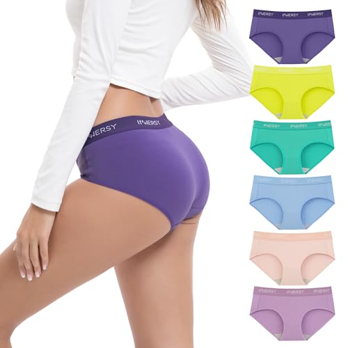 INNERSY Damen Unterwäsche Baumwolle Sport Unterhosen Hipster Panties Frauen Bunt Slips Mehrpack 6 (M, Lebendige Mehrfarbig) von INNERSY
