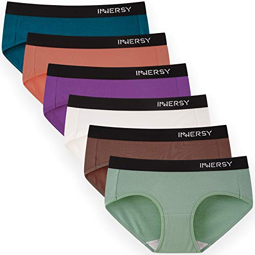 INNERSY Damen Unterwäsche Baumwolle Weich Schlüpfer Stretch Pantys Frauen Unterhosen Mehrpack 6 (S, Mehrfarbig hell) von INNERSY