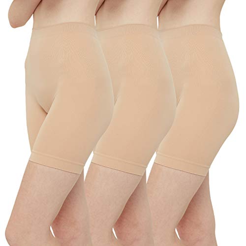 INNERSY Radlerhose Damen Hautfarben Leggins Kurz Unter Rock Chub Rub Shorts Unsichtbare 3er Pack (XL/44, Beige) von INNERSY