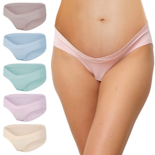 INNERSY Umstandsslips Frauen Unterwäsche Schwangerschafts Baumwolle Kaiserschnitt Unterhose 5Pack (M, Klassische Farben) von INNERSY