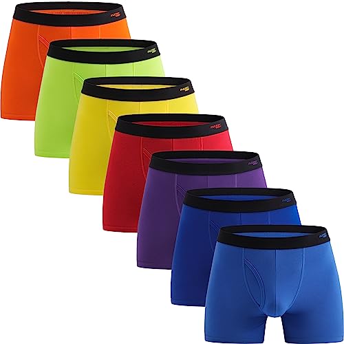 INNERSY Unterhosen Männer Baumwolle Boxershorts mit Eingriff Herren Bunt Unterwäsche 7er Pack (L, Rainbow Color) von INNERSY