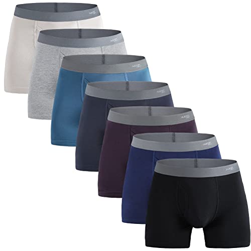 INNERSY Herren Boxershorts Baumwolle Unterhosen Männer mit Eingriff Retroshorts Lang 7er Pack (M, Mehrfarbig) von INNERSY