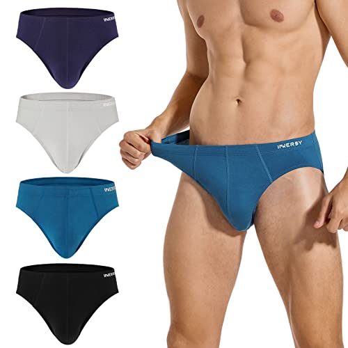 INNERSY Herren Slip Atmungsaktive Unterhosen Männer Sport Unterwäsche ohne Eingriff 4 Pack (L, Schwarz/Blau/Grau/Marine) von INNERSY