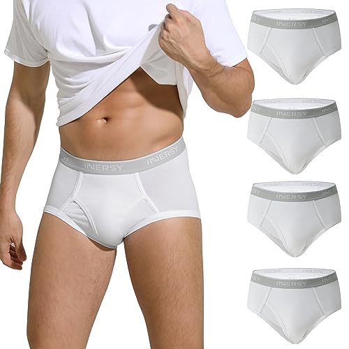 INNERSY Herren Slip Weiß Unterhosen Männer Baumwolle Weiche Slips Sport Unterwäsche 4er Pack (L, 4 Weiß) von INNERSY