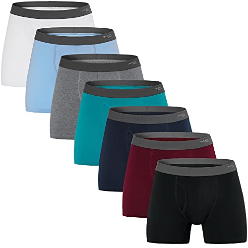 INNERSY Herren Unterhosen Baumwolle Männer Boxershorts mit Eingriff Lange Unterwäsche 7er Pack (XXL, Klassisch Mehrfarbig) von INNERSY