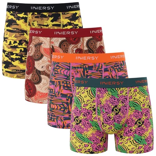 INNERSY Herren Unterhosen Bunt Männer Boxershorts mit Eingriff Nylon Mesh Unterwäsche Mehrpack 4 (M, Buntes Trendmuster) von INNERSY