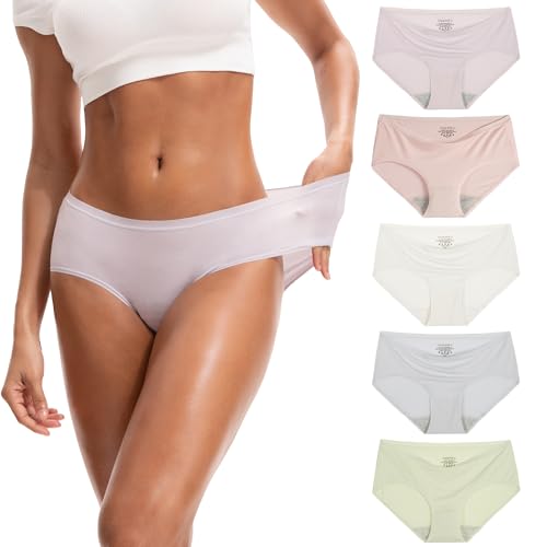 INNERSY Hipster Unterwäsche Damen Microfaser Unterhosen Dünn Panties Bunt Modal Slips Mehrpack 5 (M, Leichte Farbserie) von INNERSY