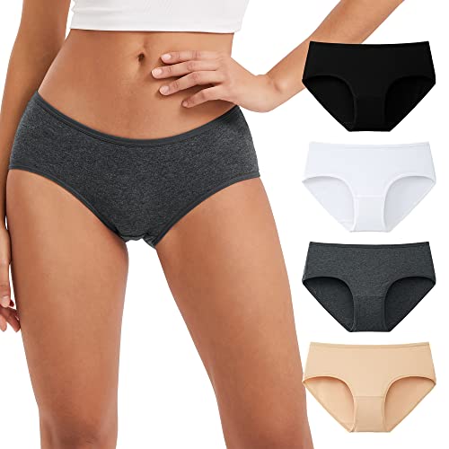 INNERSY Hipster Unterwäsche Damen Unterhosen Weich Damenslip Mittlerer Taille Pantys Mehrpack 4 (S, Basic Mehrfarbig) von INNERSY