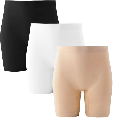 INNERSY Radlerhose Damen Kurz Hose Unter Kleid Anti Scheuern Slipshorts Radlerhosen Set 3er Pack (XL/44, Schwarz/Beige/Weiß) von INNERSY