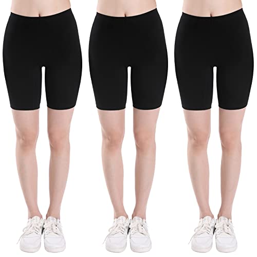 INNERSY Kurze Leggings Mädchen Baumwolle Radlerhose Kinder Shorts Teenager Hose unter Rock 3 Pack (14-16 Jahre, 3 Schwarz) von INNERSY