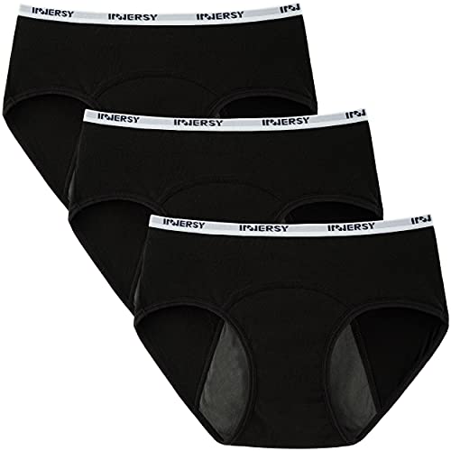 INNERSY Mädchen Menstruationsunterwäsche Unterhosen Teenager Schwarz Periodenslip 3er Pack (12-14 Jahre, Klassisches Schwarz) von INNERSY