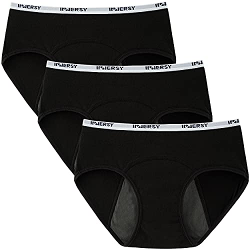 INNERSY Mädchen Menstruationsunterwäsche Unterhosen Teenager Schwarz Periodenslip 3er Pack (10-12 Jahre, Klassisches Schwarz) von INNERSY