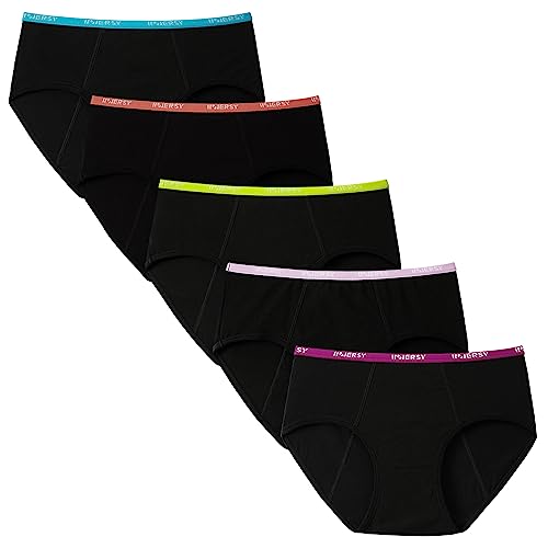 INNERSY Mädchen Perioden Unterwäsche Schwarz Menstruation Unterhosen Erste Periode Schlüpfer 5 Pack (12-14 Jahre, Bunt Schwarz) von INNERSY