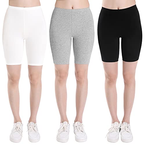 INNERSY Mädchen Radlerhose Baumwolle Leggins Kurz Sport Unterrock Shorts Sommer Slipshorts 3 Pack (12-14 Jahre, Schwarz/Weiß/Grau) von INNERSY