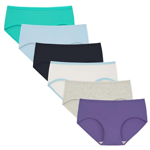 INNERSY Mädchen Unterhosen Kinder Baumwolle Unterwäsche für Teenager Hipster Pantys Bunt 6 Pack (M(Mädchen 10-12 Jahre alt), Blaue Serie/1 Weiß/1 Grau) von INNERSY
