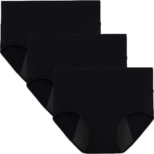 INNERSY Menstruation Unterwäsche Damen Periodenslip Baumwolle Schwarz Period Panties 3er Pack (40, Schwarz) von INNERSY