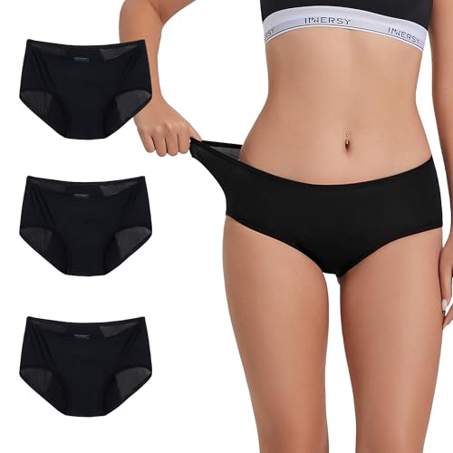 INNERSY Menstruationsunterwäsche Schwarz Perioden Unterschwäsche Menstruation Periodenslip 3 Pack (XL, 3 Schwarz) von INNERSY